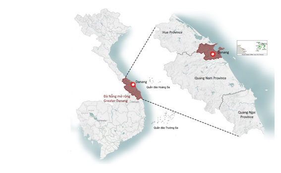 bản đồ hành chính thành phố Đà Nẵng tại Việt Nam & biển đông